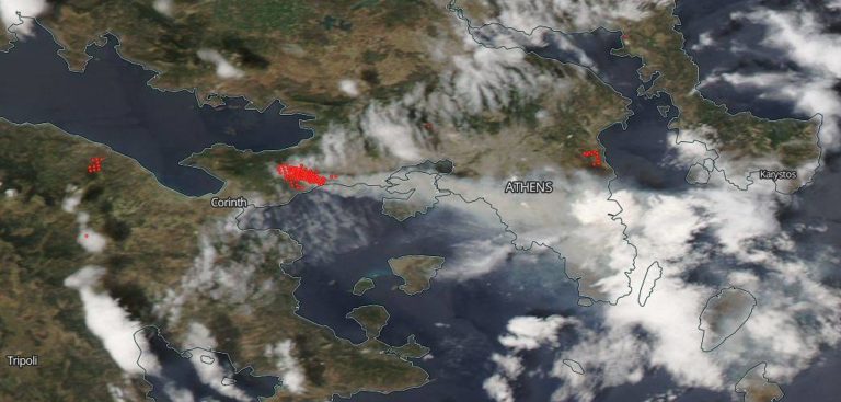 Πώς κατέγραψε τις πυρκαγιές στην Αττική δορυφόρος της NASA