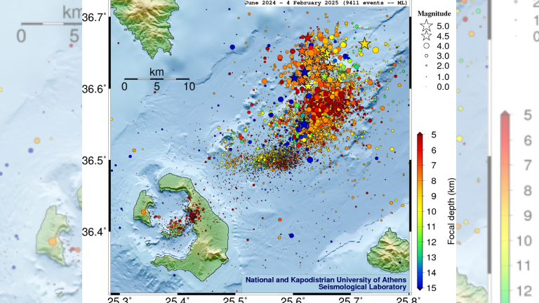 ΕΚΠΑ για τους σεισμούς σε Σαντορίνη – Αμοργό: Πιθανά εντονότερα κατολισθητικά φαινόμενα
